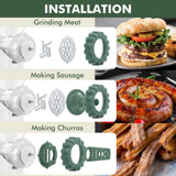 Picadora de carne manual Geedel: tritura sin esfuerzo en casa con 2 cuchillas intercambiables de acero inoxidable y fácil limpieza.