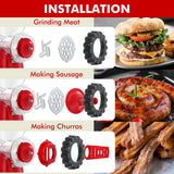 Picadora de carne manual Geedel: tritura sin esfuerzo en casa con 2 cuchillas intercambiables de acero inoxidable y fácil limpieza.