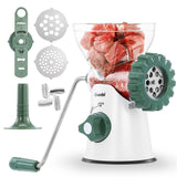 Picadora de carne manual Geedel: tritura sin esfuerzo en casa con 2 cuchillas intercambiables de acero inoxidable y fácil limpieza.