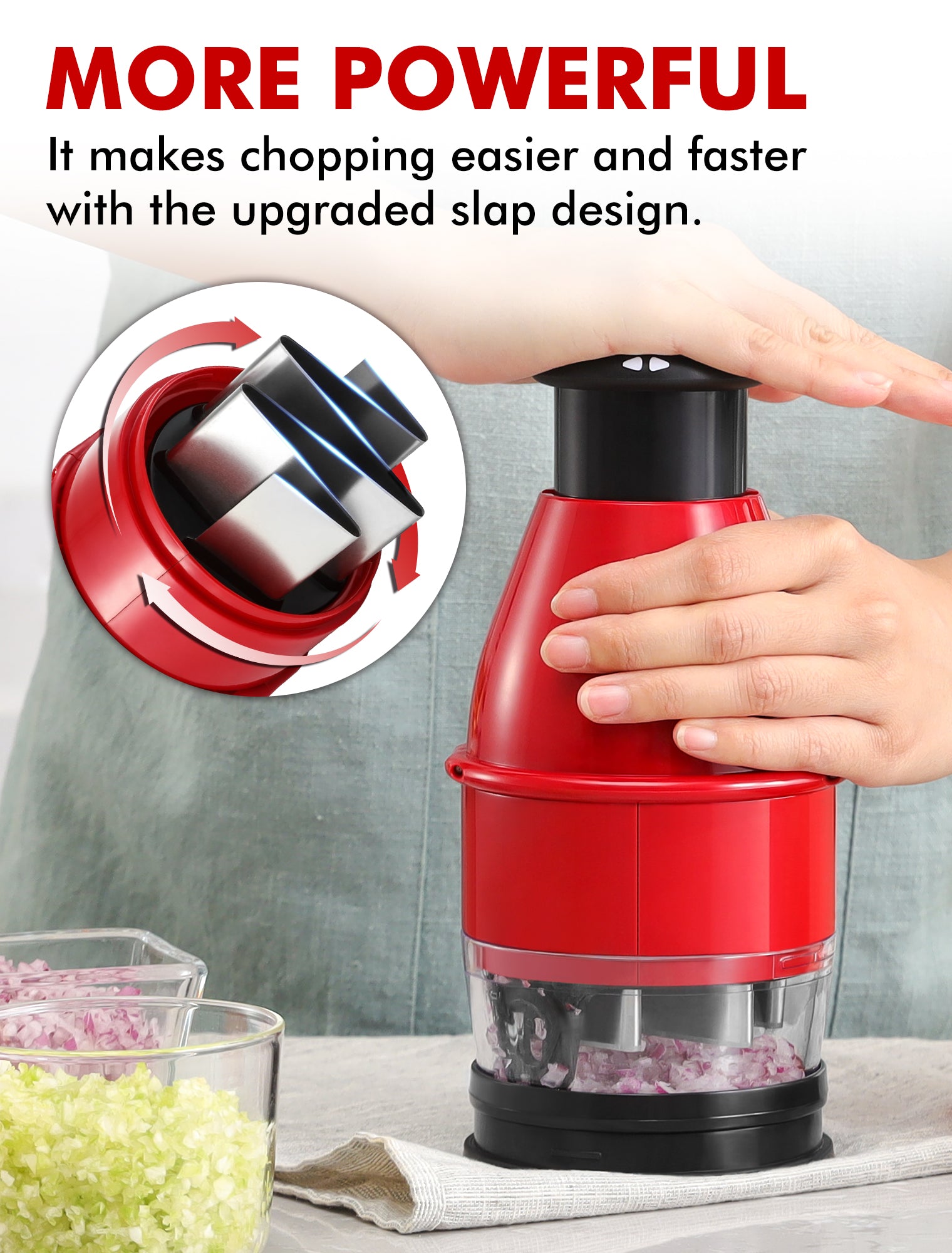 Stainless Steel Food Chopper Manual Hand Chopper Slap Press for