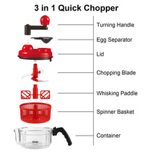 Charger l&#39;image dans la galerie, 3 in 1 Quick chopper hand food chopper specification
