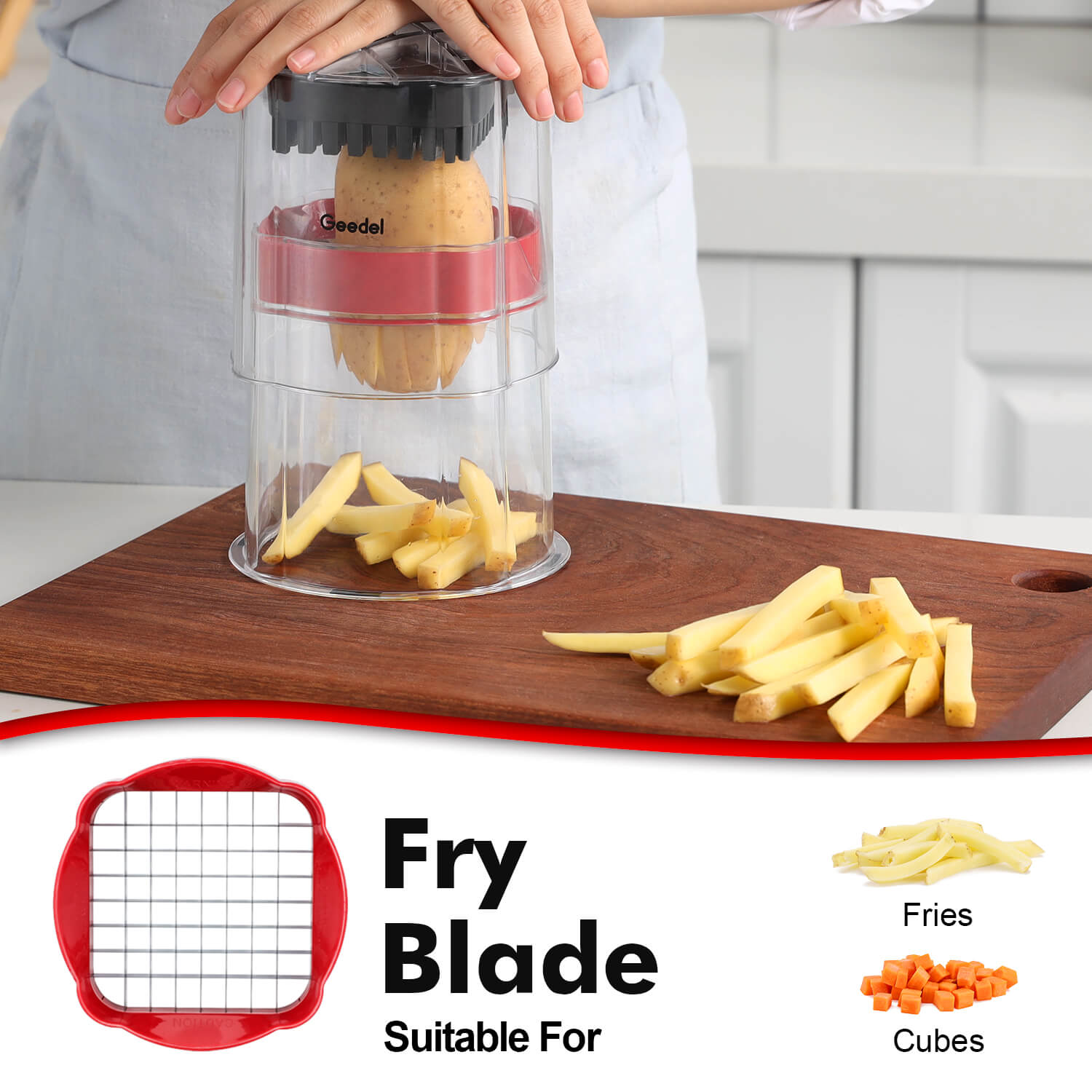 French Fry Cutter, Geedel Professional Potato Slicer Cutter for French Fries  Vegetable Chopper for Veggies, Onions, Carrots, Cucumbers and more