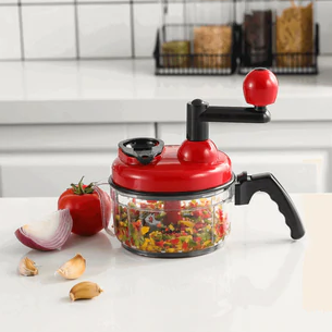 Geedel Manual Vegetable Chopper, Stainless Steel Blade, Fast Chopping and Easy Cleaning, Dishwasher Safe, Mince & Chopper, Size: Small, Red