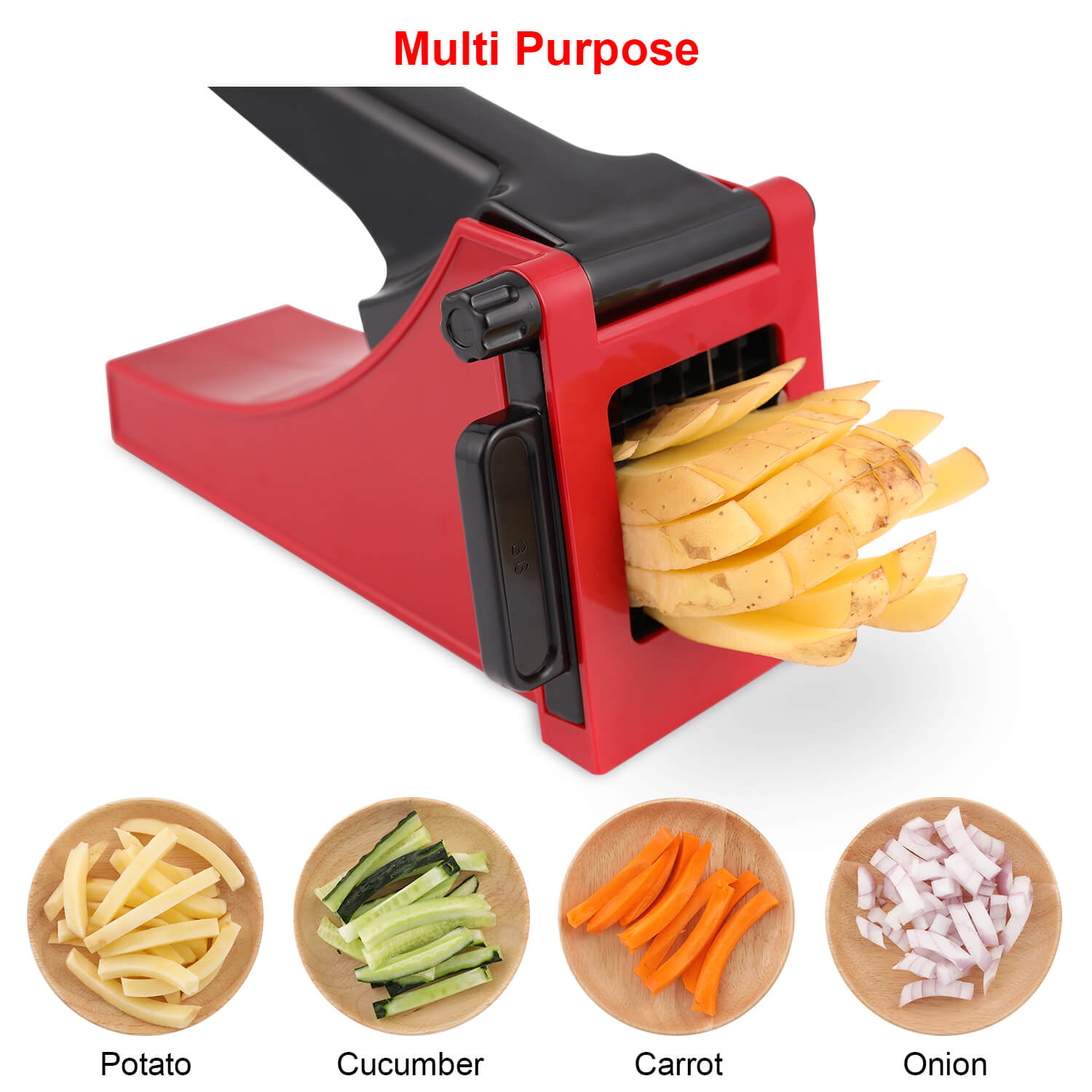 French Fry Cutter, Geedel Professional Potato Slicer Cutter for French Fries  Vegetable Chopper for Veggies, Onions, Carrots, Cucumbers and more