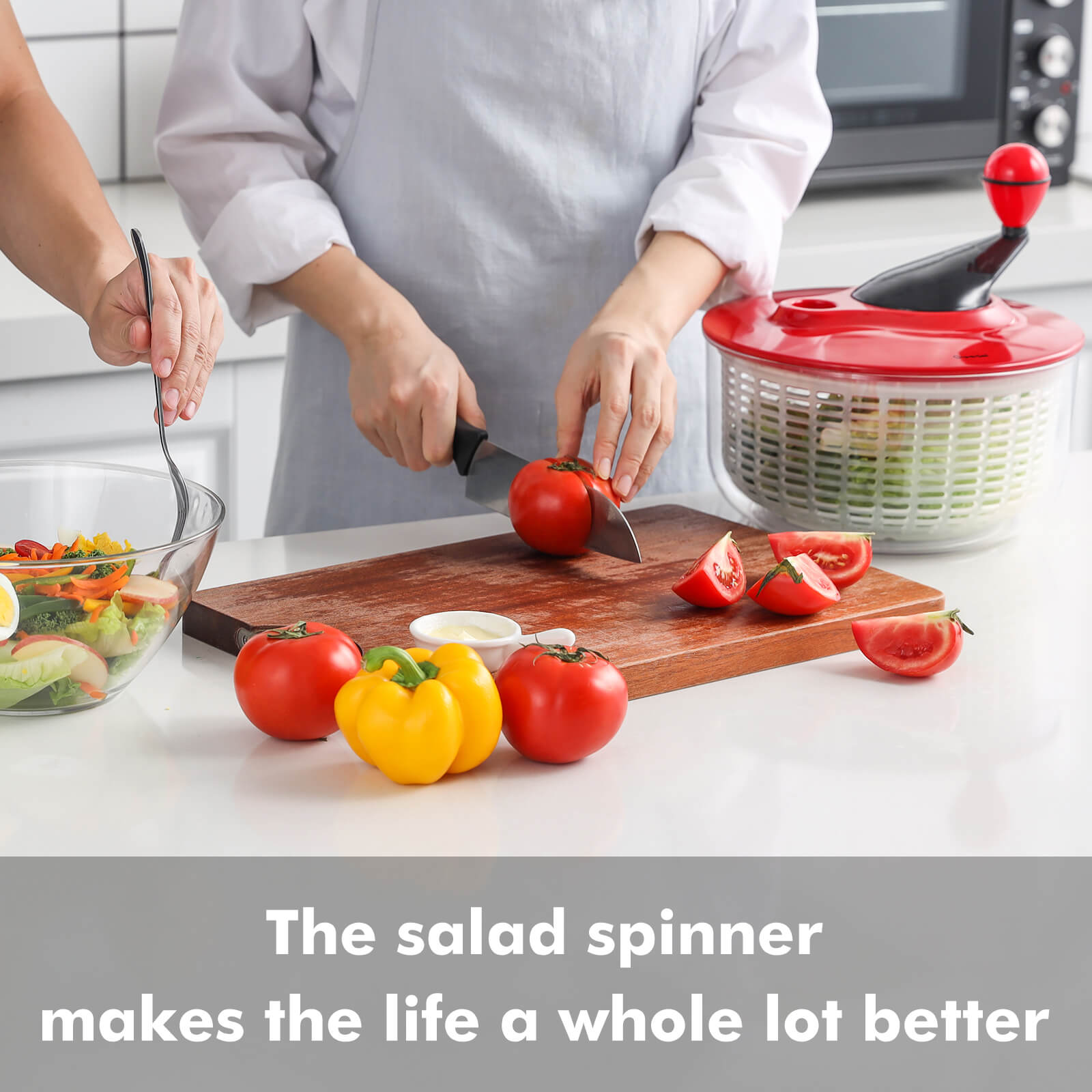 Geedel Salad Spinner, Vegetable Washer Dryer Drainer, Lettuce Spinner Dryer  with Bowl and Colander, Easy to Clean Salad Dryer Spinner for Salads