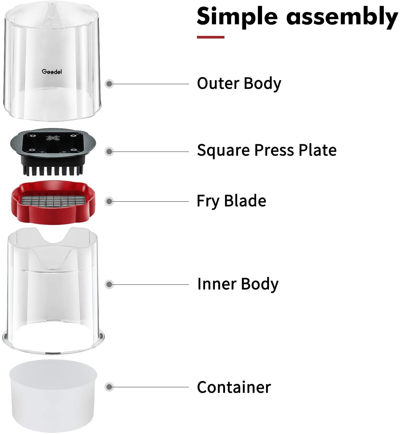 French Fry Cutter Apple Slicer assembly