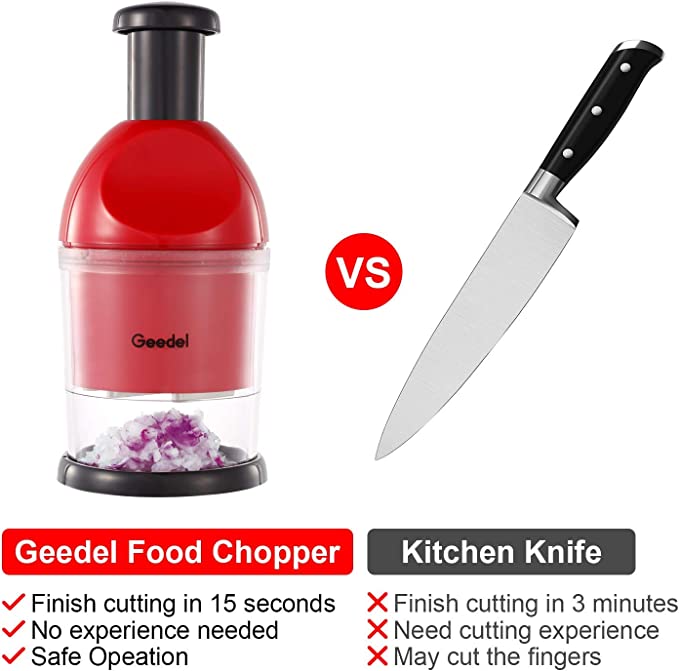 Geedel Food Chopper, Easy to Clean Manual Hand Vegetable Chopper Dicer,  Dishwasher Safe Slap Onion Chopper for Veggies Onions Garlic Nuts Salads