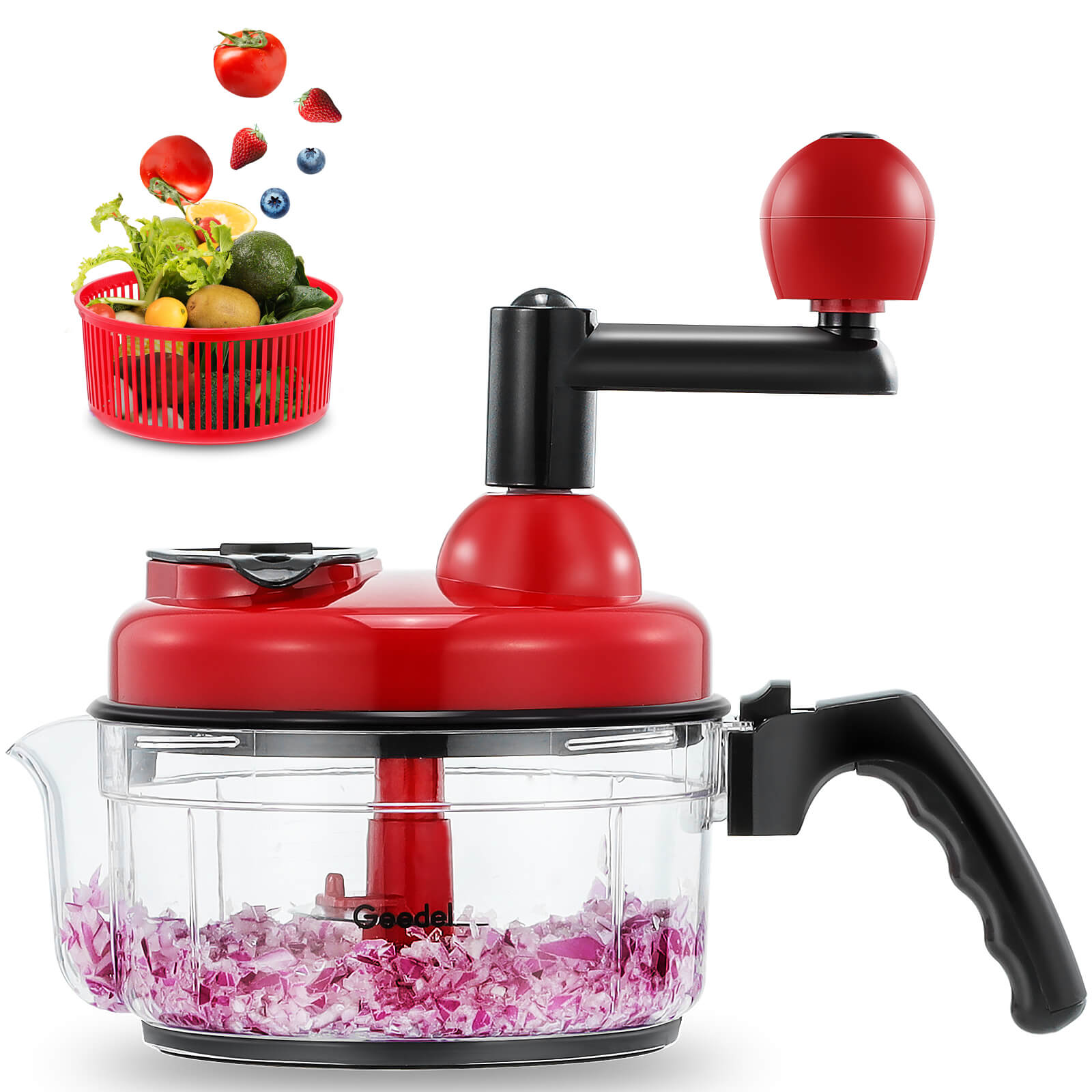 Geedel Food Chopper, Easy to Clean Manual Hand Vegetable Chopper Dicer,  Dishwasher Safe Slap Onion Chopper for Veggies Onions Garlic Nuts Salads