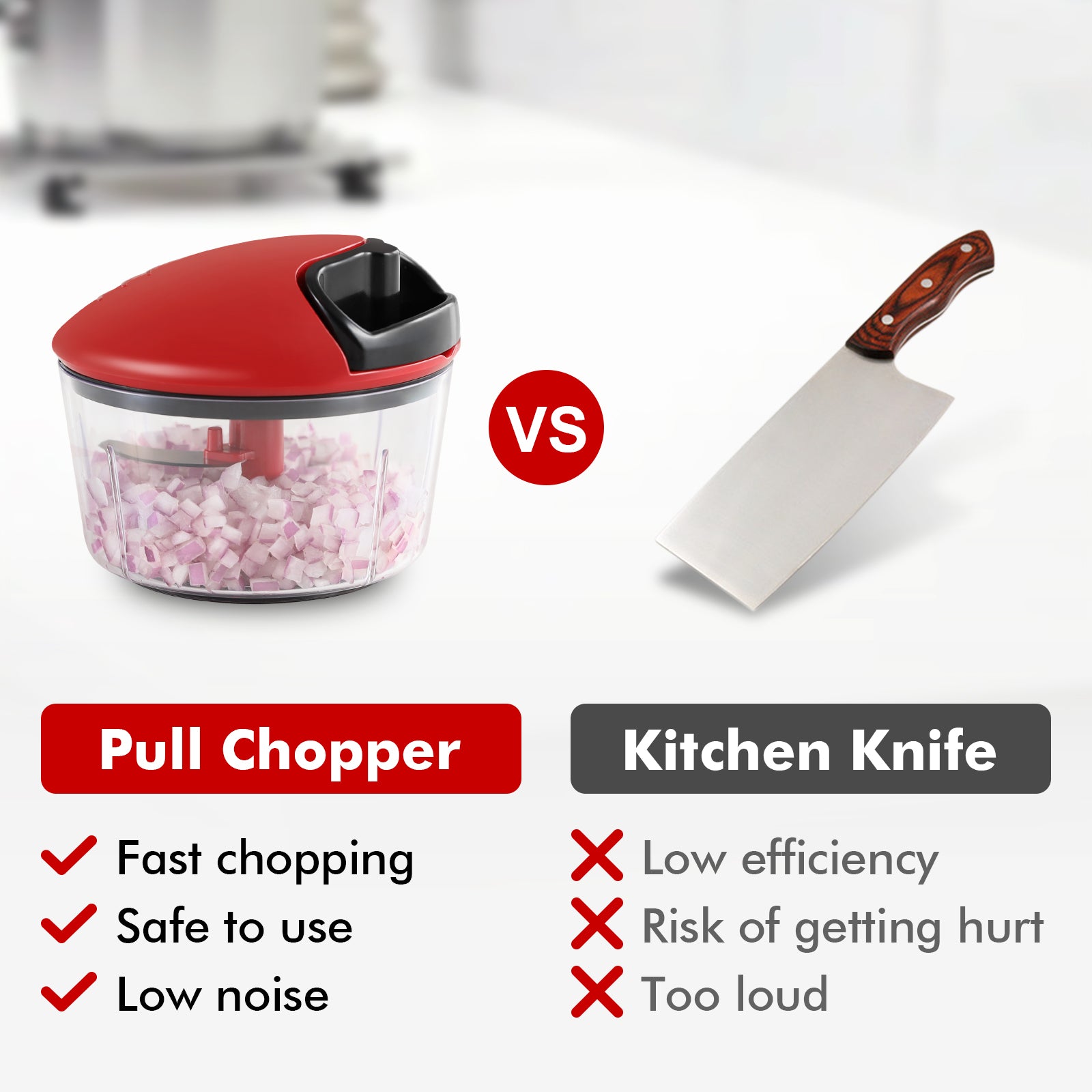 Pull String Vegetables Onion Chopper - KitchenGlora UK